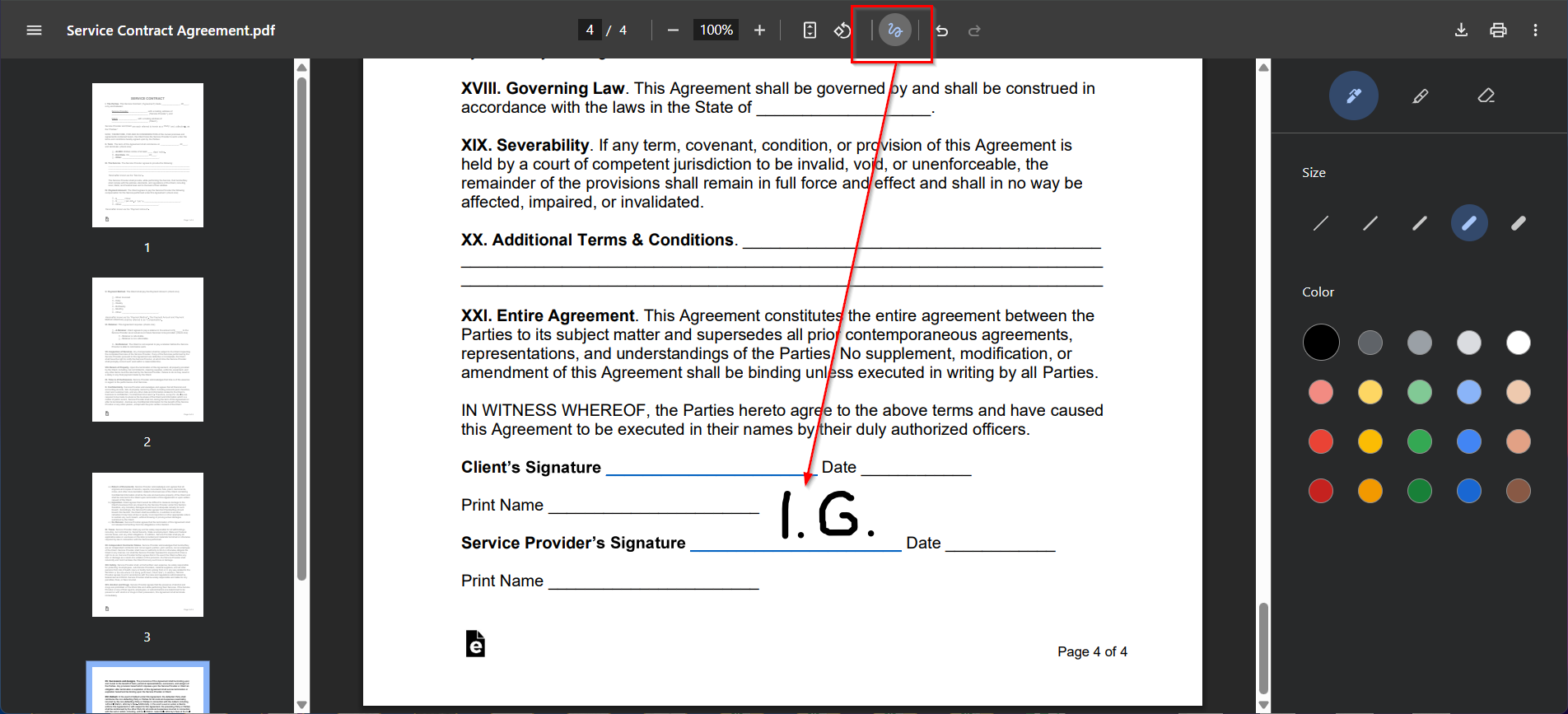 Steps to sign a PDF in Google Chrome using the draw tool