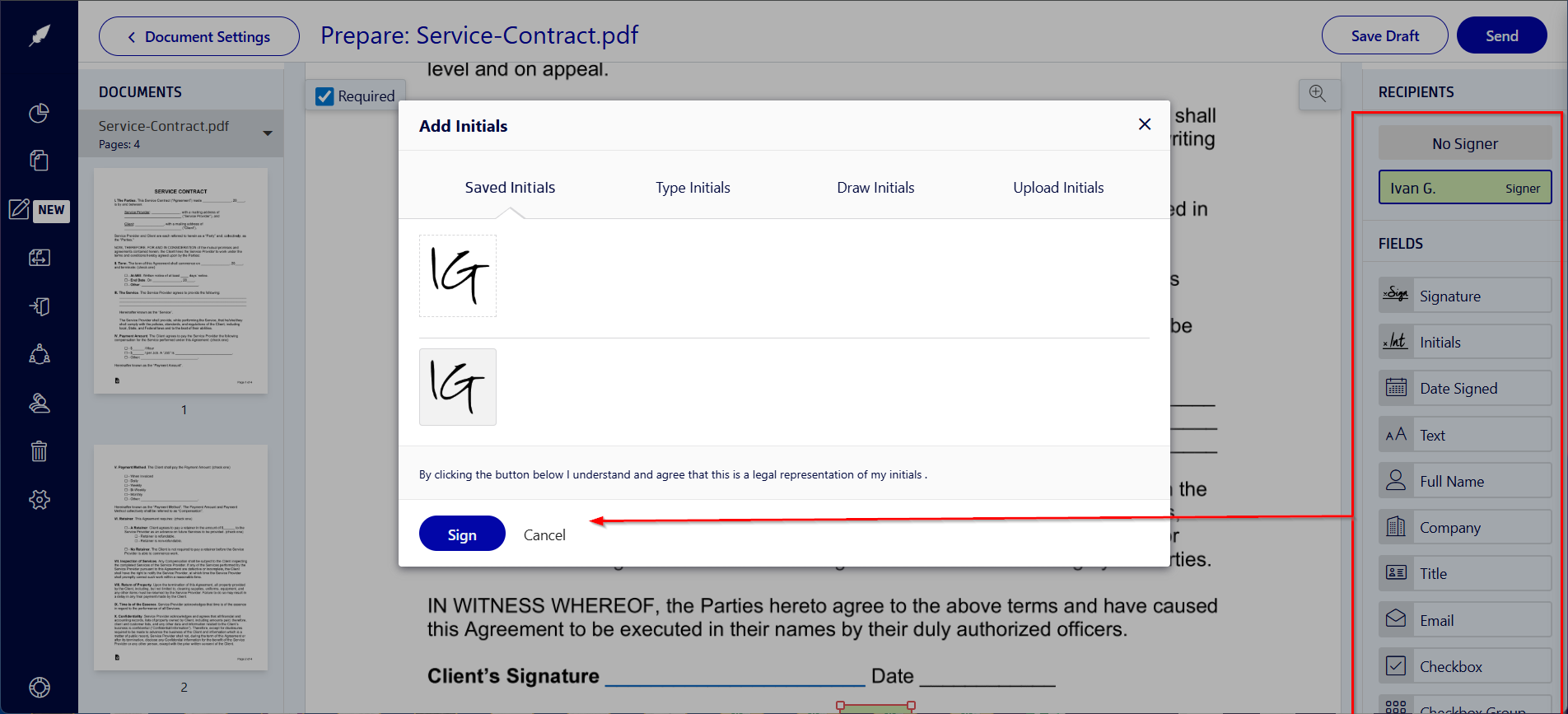 Steps to sign a PDF file with legally binding signatures using Xodo Sign online
