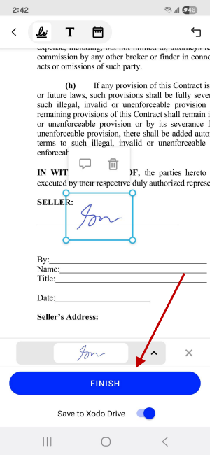 Steps to sign a PDF with Xodo mobile on Android