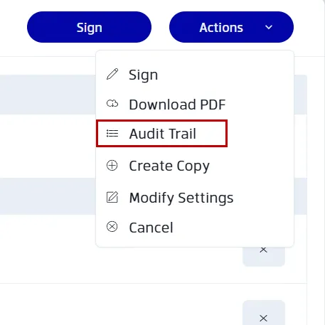 Steps for viewing audit trail for deed of trust with Xodo Sign