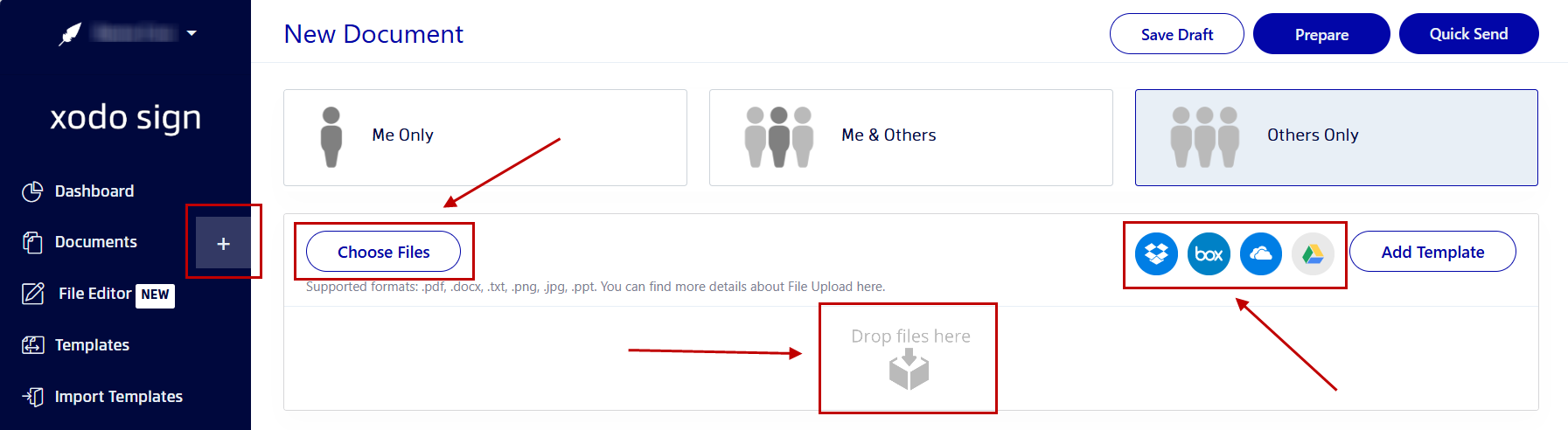 Uploading a property management agreement to Xodo Sign for e-signing