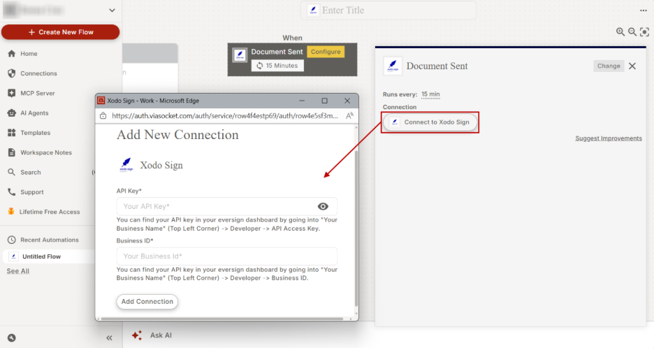 Connecting Xodo Sign with viaSocket