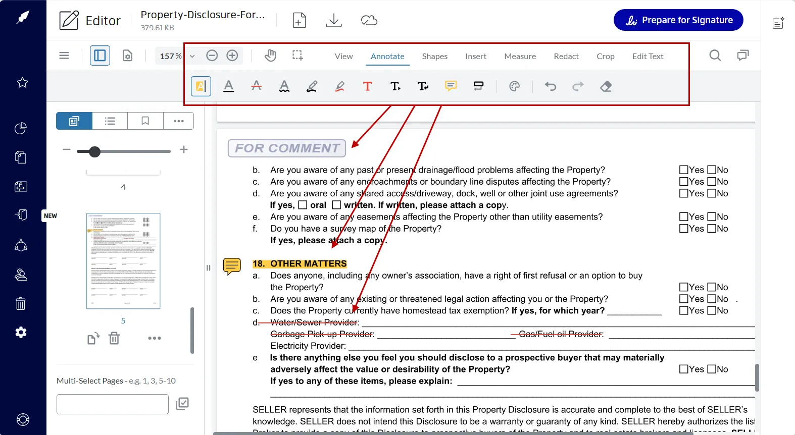 Annotating PDFs using the PDF Editor in Xodo Sign