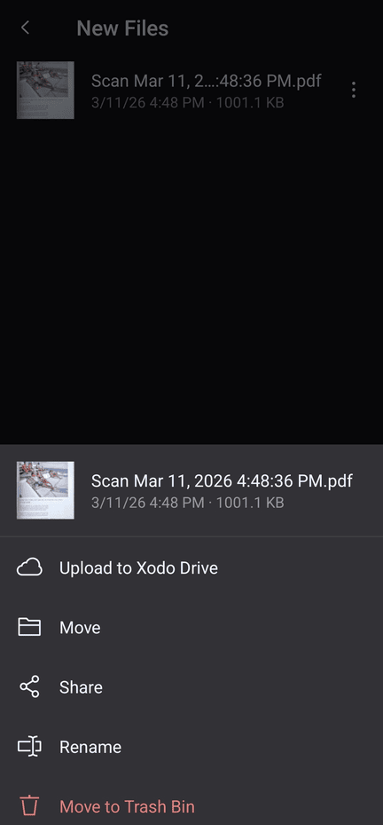 Using Xodo share feature to email a scanned document