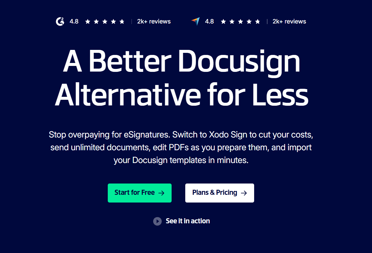 Xodo Sign is a better Docusign alternative for less