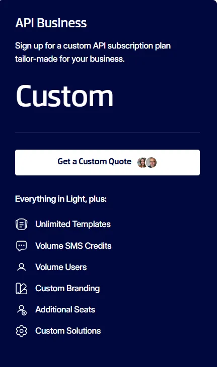 Xodo Sign API Business plan details