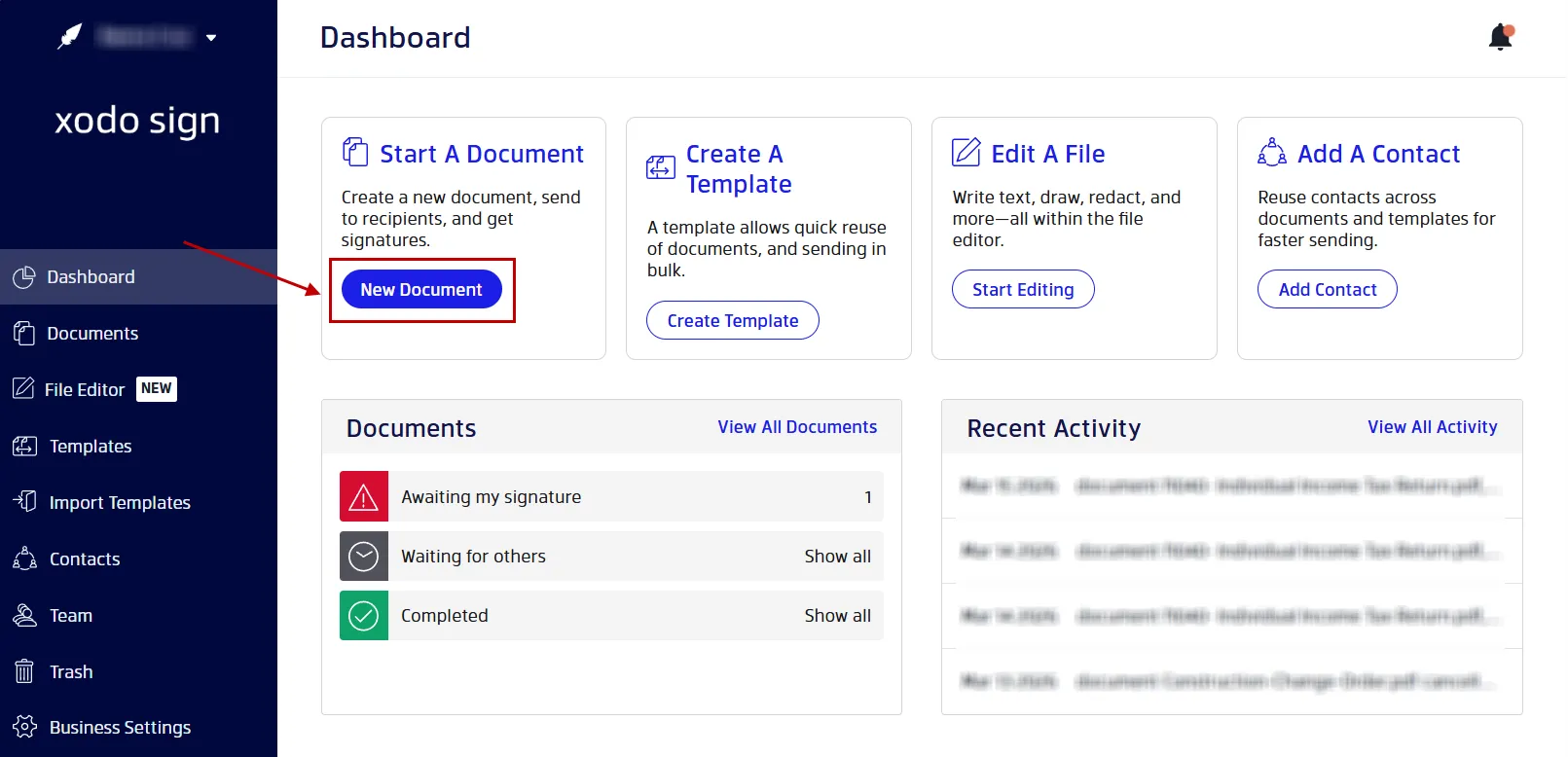 Uploading a PDF file to Xodo Sign