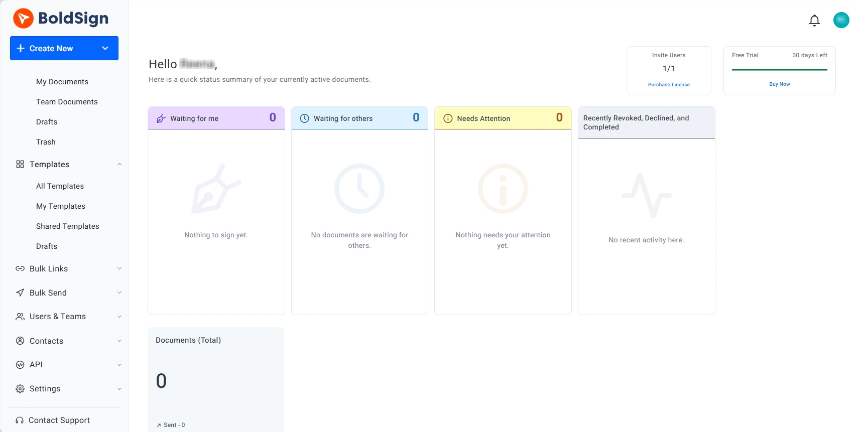 BoldSign e‑signature dashboard