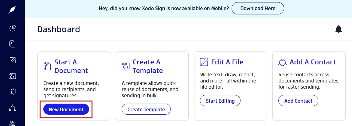 Uploading a PDF document into Xodo Sign