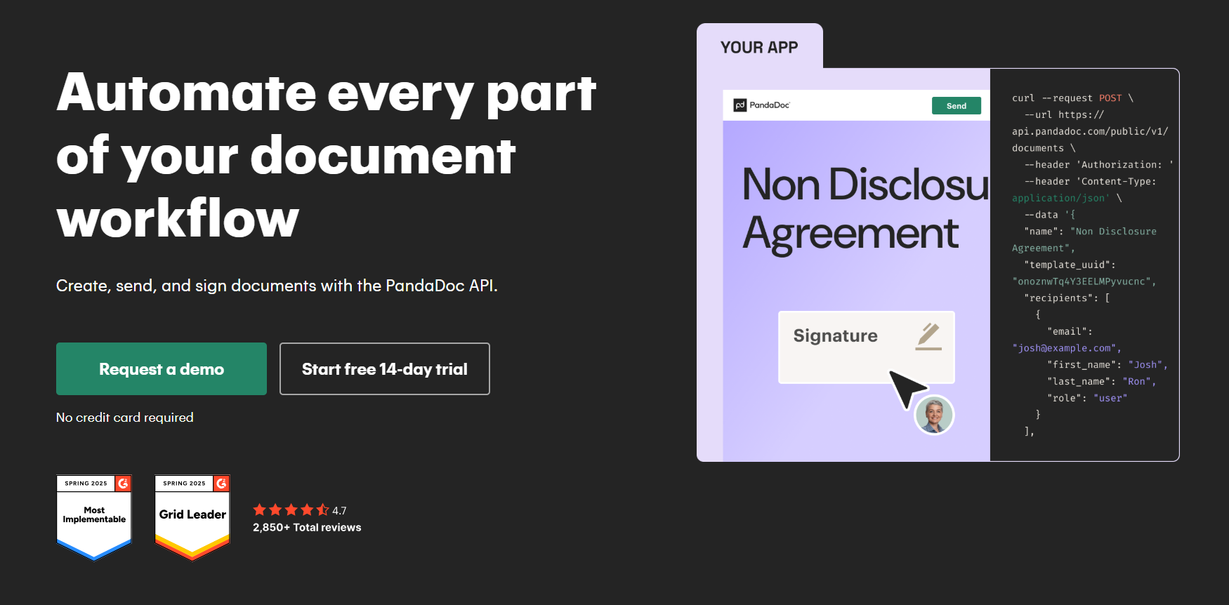 PandaDoc embedded API platform