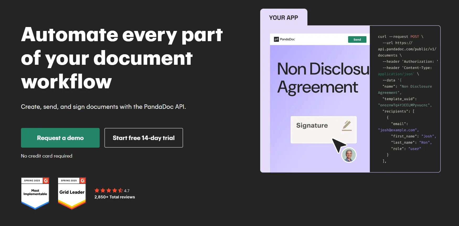 PandaDoc embedded API platform