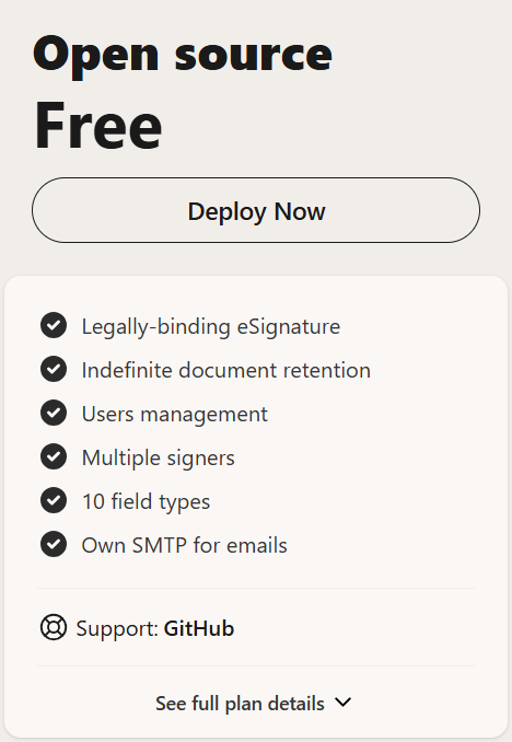DocuSeal Open Source Free plan