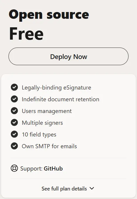 DocuSeal Open Source Free plan