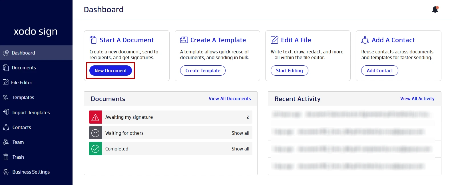 Uploading an independent contractor agreement to Xodo Sign platform