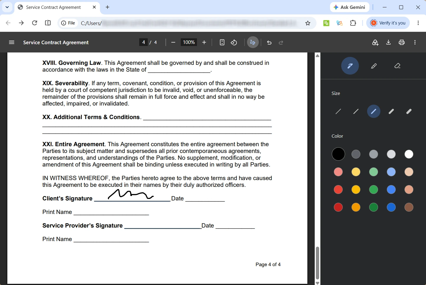 Signing a PDF in Google Chrome