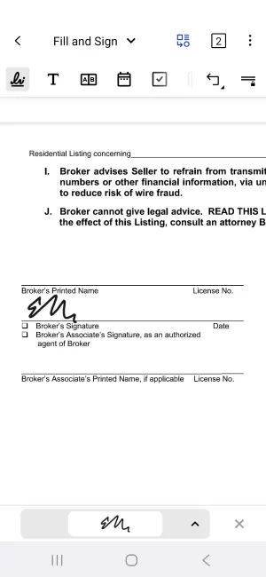 Signing a PDF on a mobile device using Xodo Mobile for Android