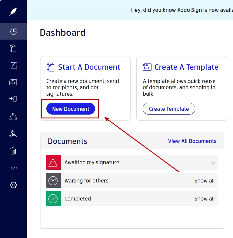 Upload a document for parallel signing in Xodo Sign