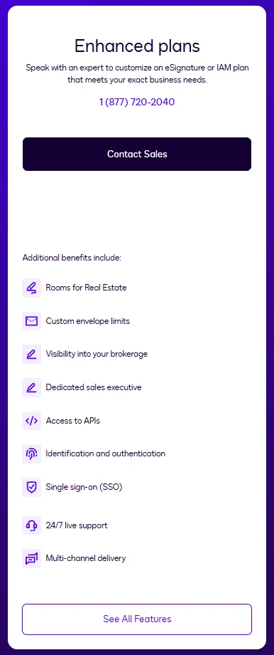 Docusign Enhanced pricing plan details