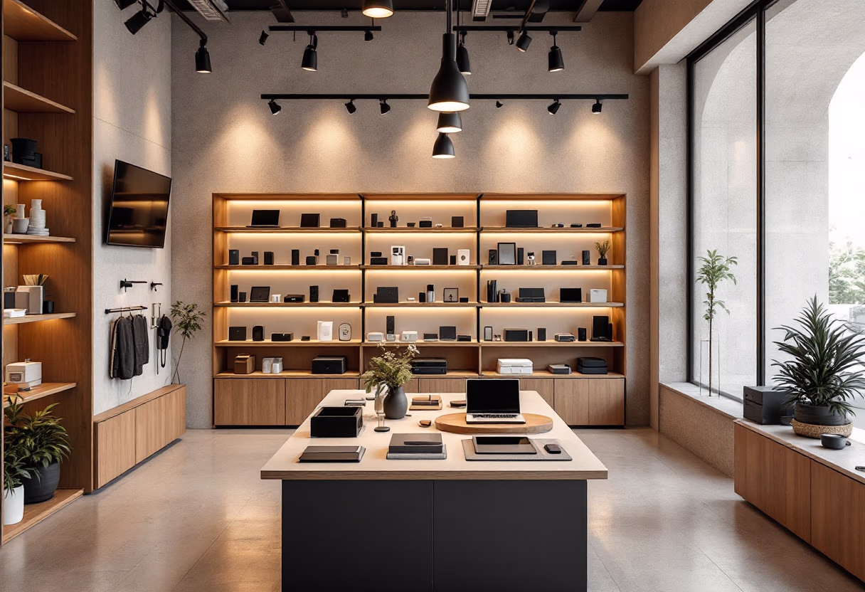 [background image] retail setting (for a tech gadgets store)