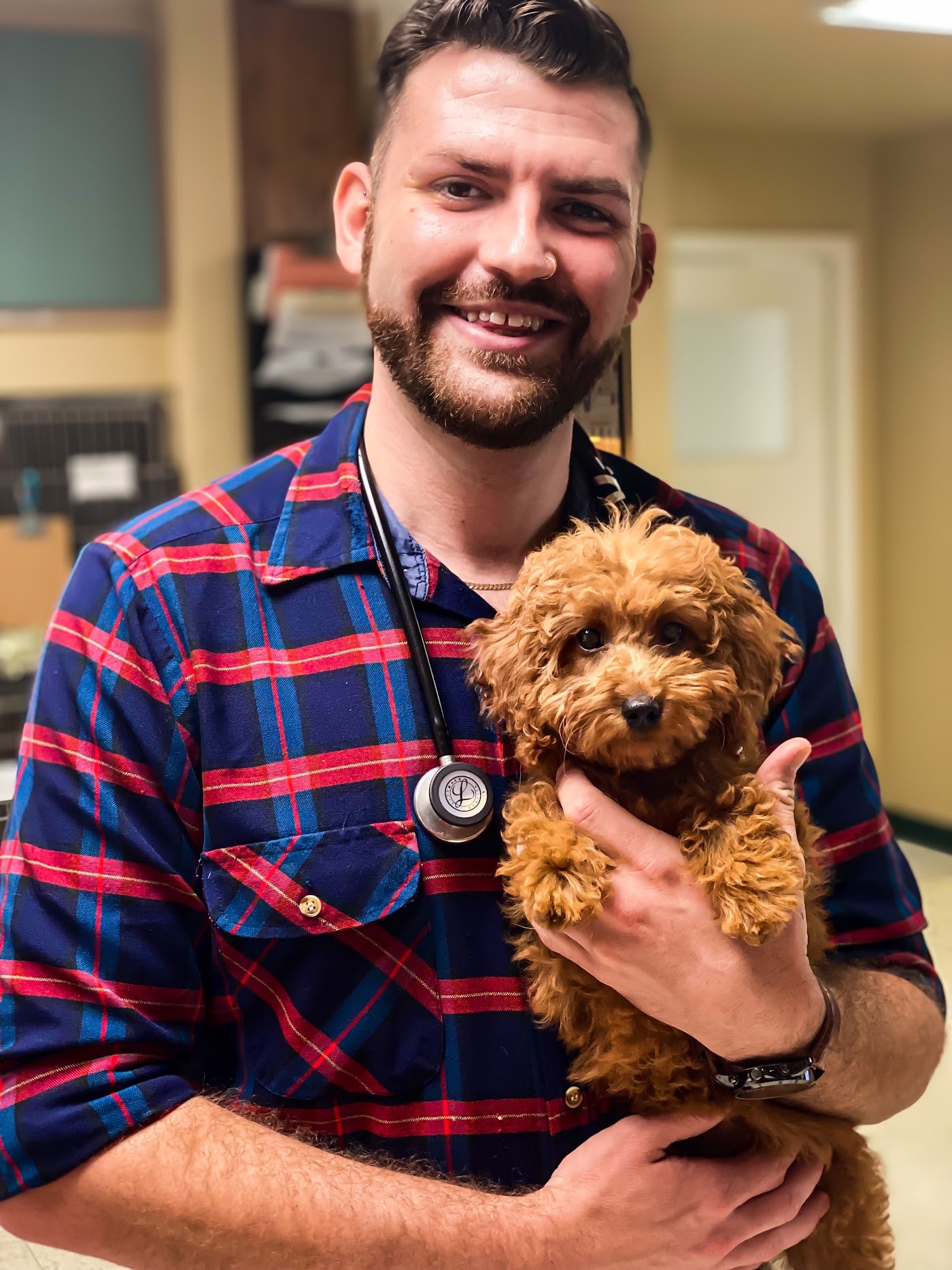Dr. Adam Sirk with a patient
