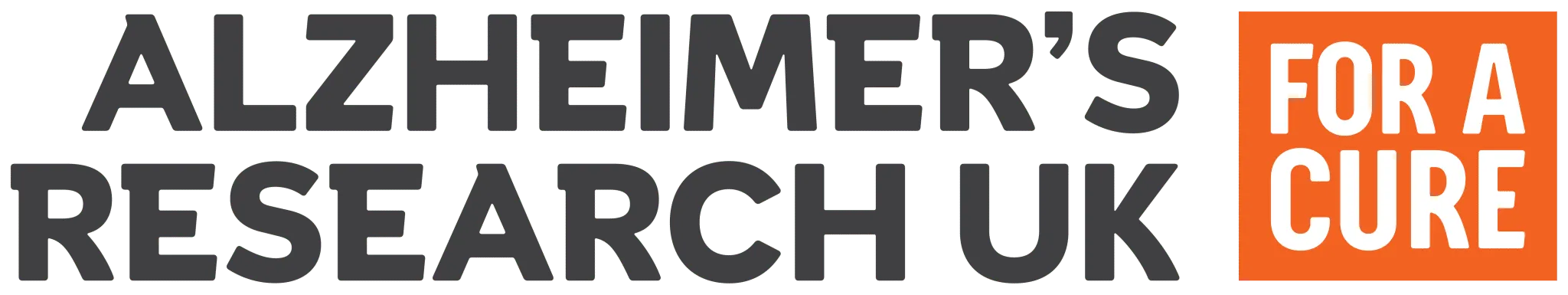 Logo of Alzheimer's Research UK, emphasizing the mission "For a Cure" in bold text.