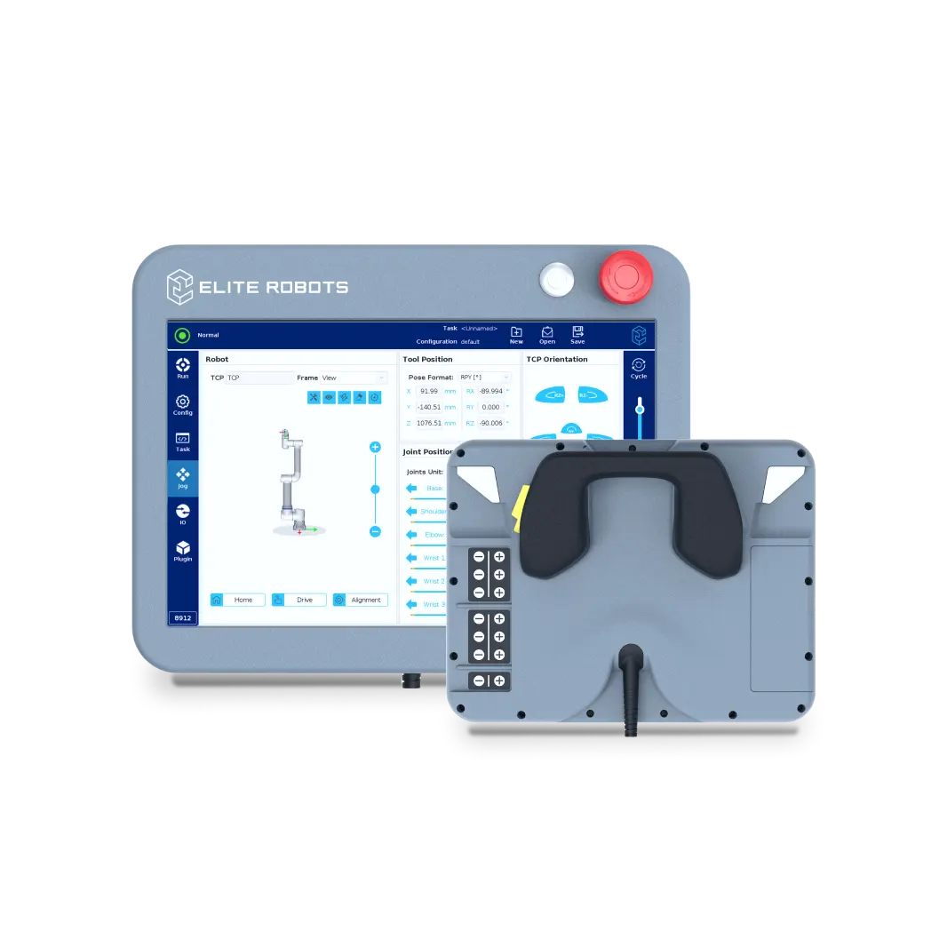 The optional ERP400S teach pendant with 3-mode enable key for enhanced safety