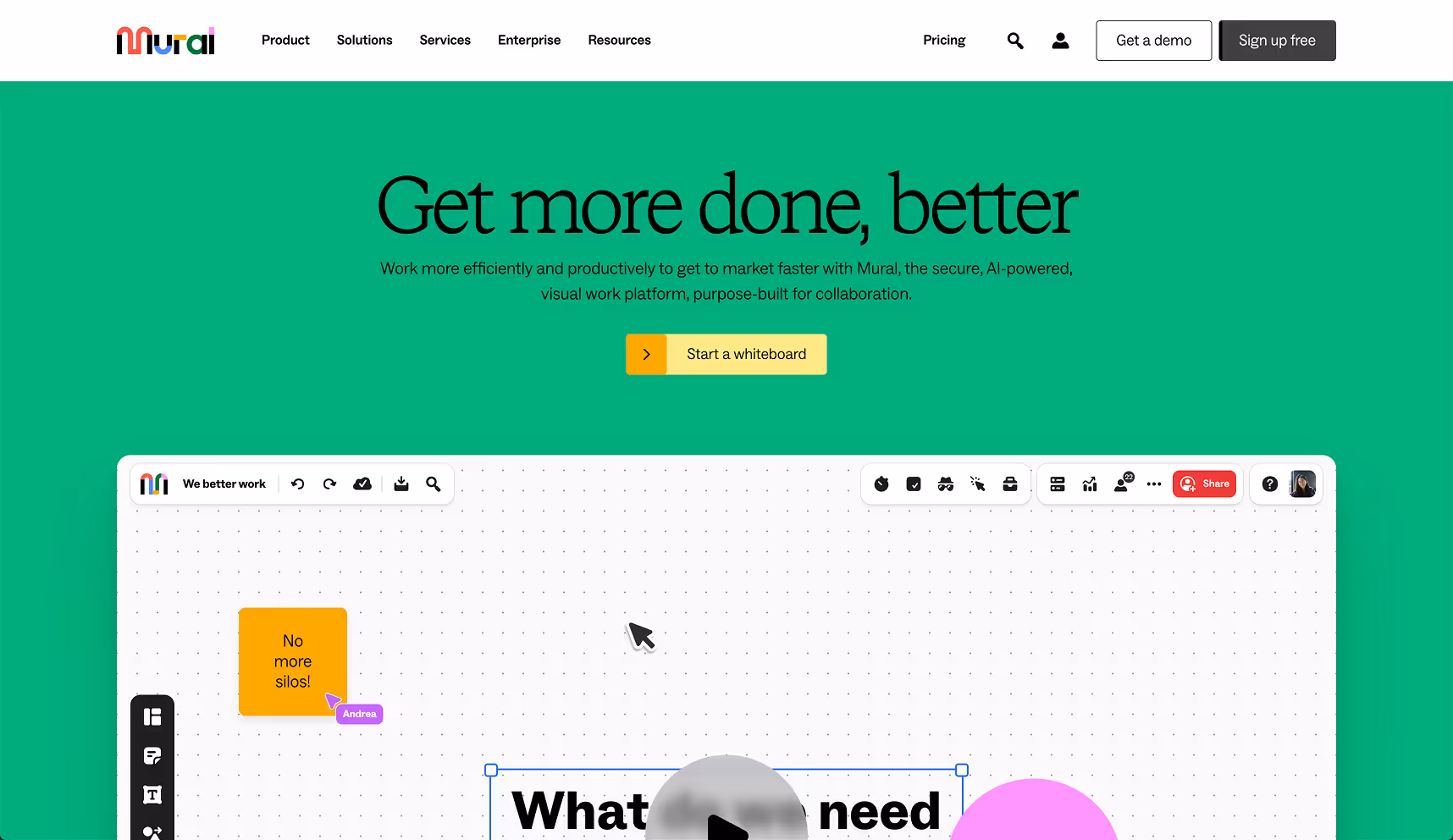 A screenshot of the Mural homepage.