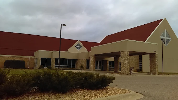 Exterior entrance of Calvary Church in Central Minnesota.