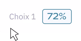 Un élément qui affiche "choix 1" et un encore avec écrit devant "72%"