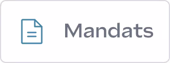 Bouton intitulé « Mandats » avec une icône représentant un document.