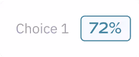 Bar showing "Choice 1" with 72% indicator, presented in a clean, minimalist design.