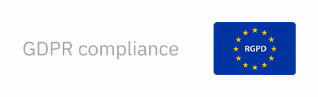 Icon indicating GDPR compliance with the text "GDPR compliance" alongside the EU flag.