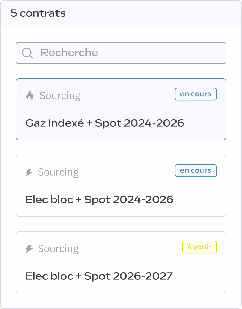 Capture d'écran ou l'on y voit 5 contrats.