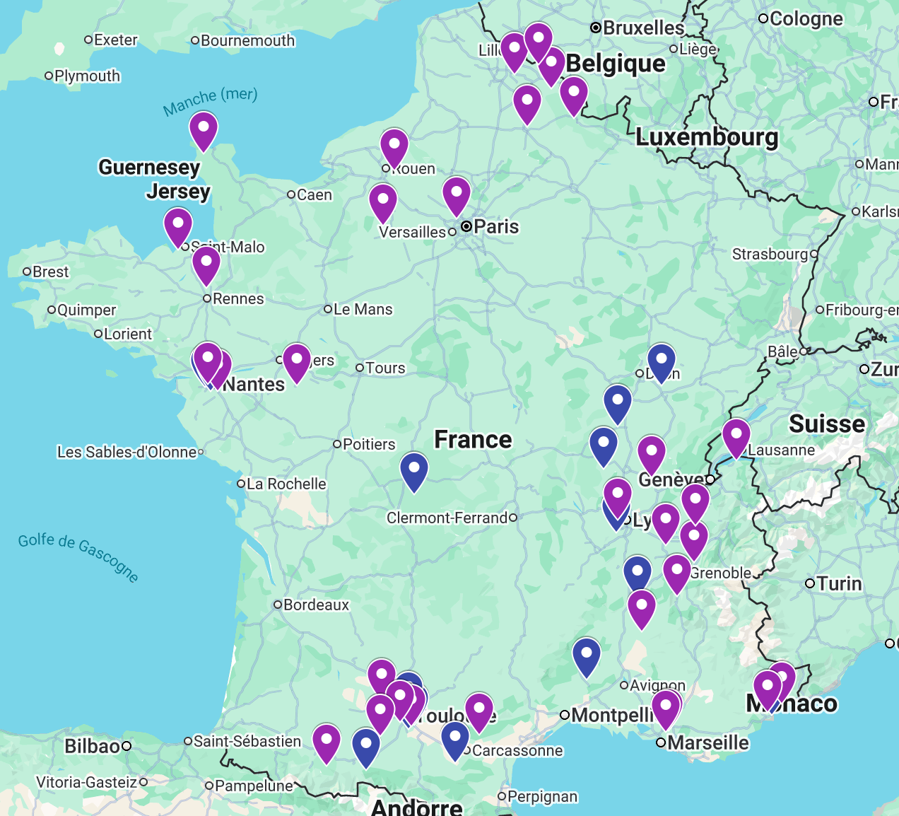 la carte des AMEP en France
