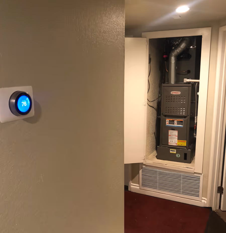A heating unit that has been installed with a thermostat.