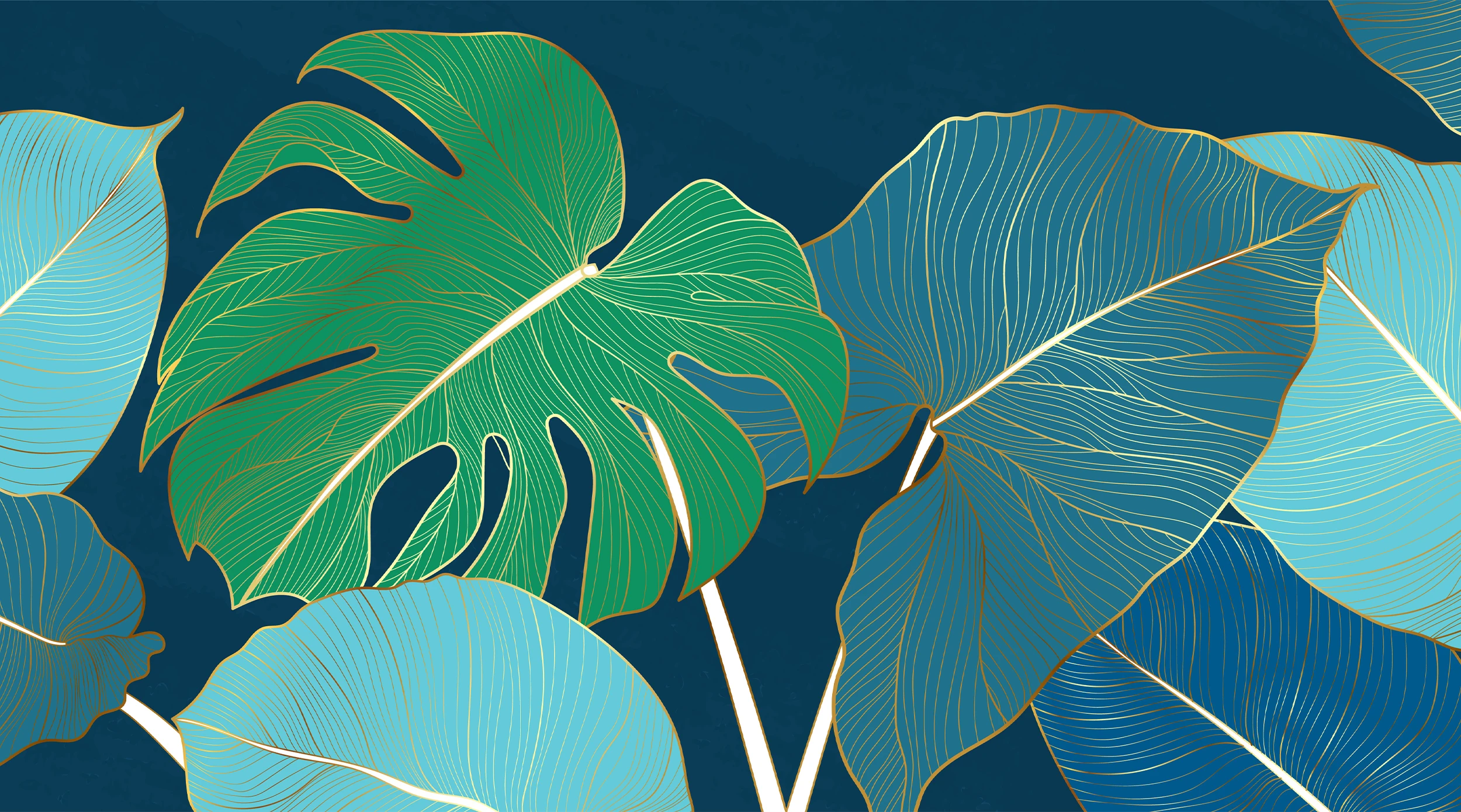 A green and blue leaf background