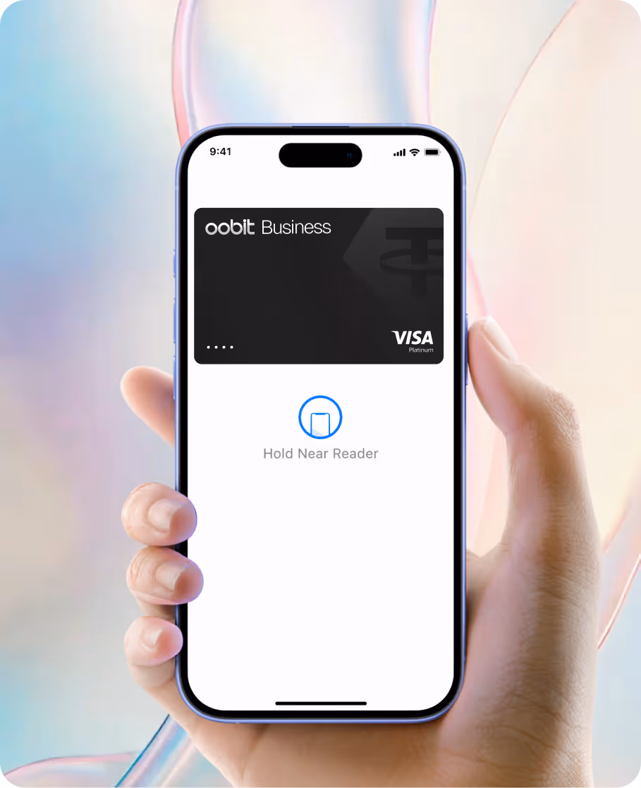 Oobit Business card shown on a phone