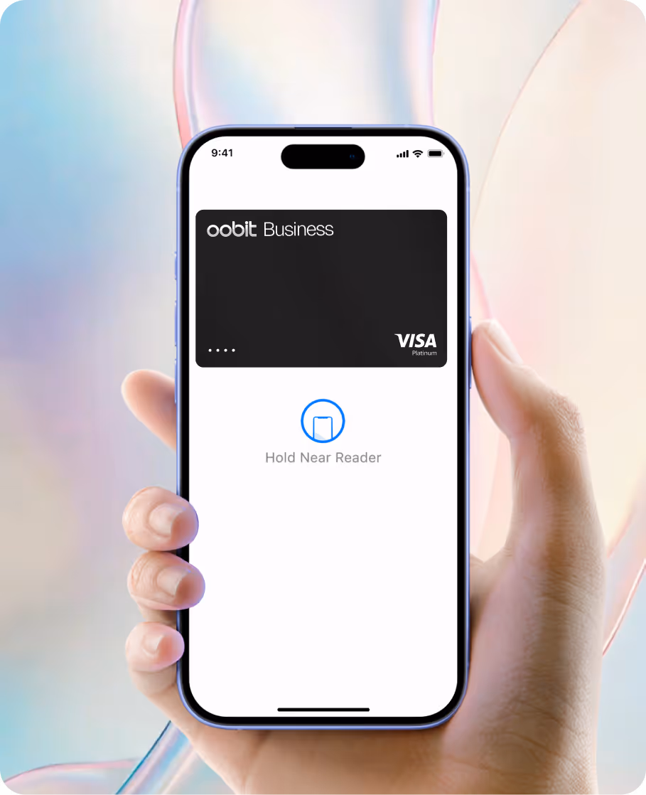 Oobit Business card shown on a phone