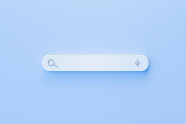 Foto gratuita motor de búsqueda web de búsqueda de barra blanca sobre fondo azul representación 3d