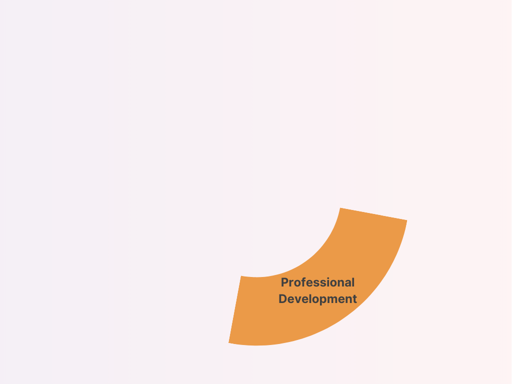 The image shows a yellow curved banner with the text "professional development" on a light background.