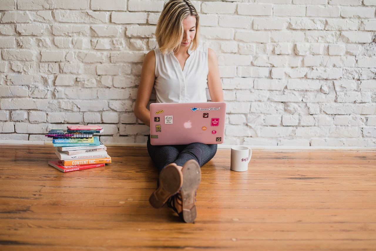 Influencer, Escribiendo, Niña, Mujer