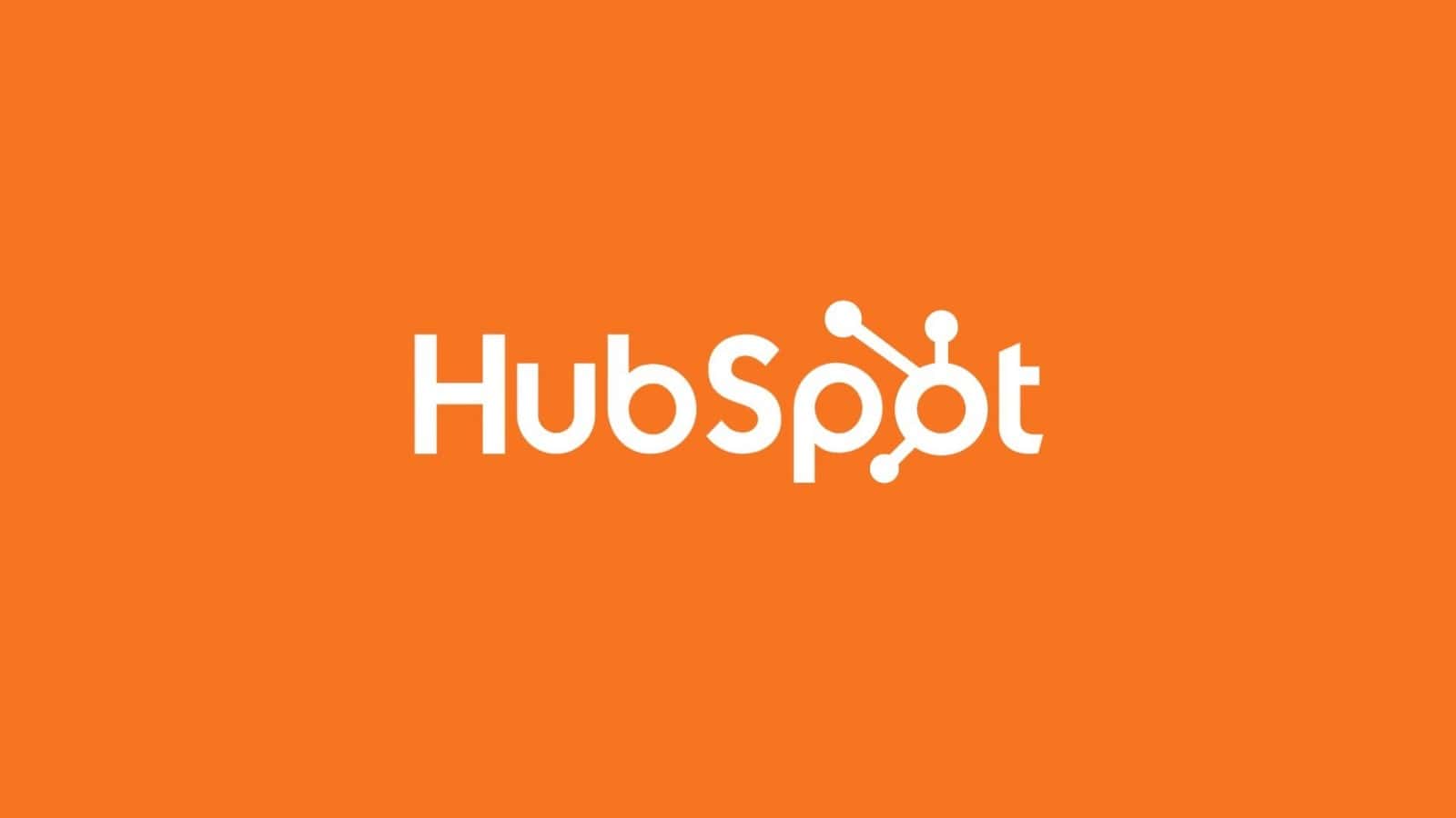 The HubSpot logo on an orange background.