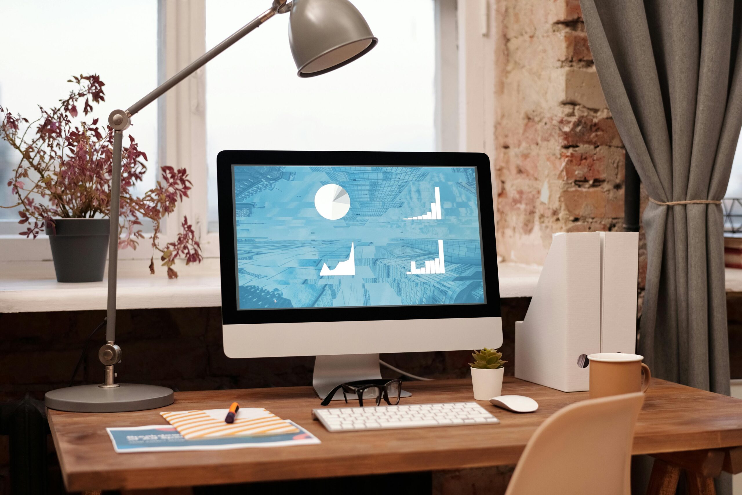 A computer screen displaying charts and graphs, embodying data analysis enhanced by marketing terms.