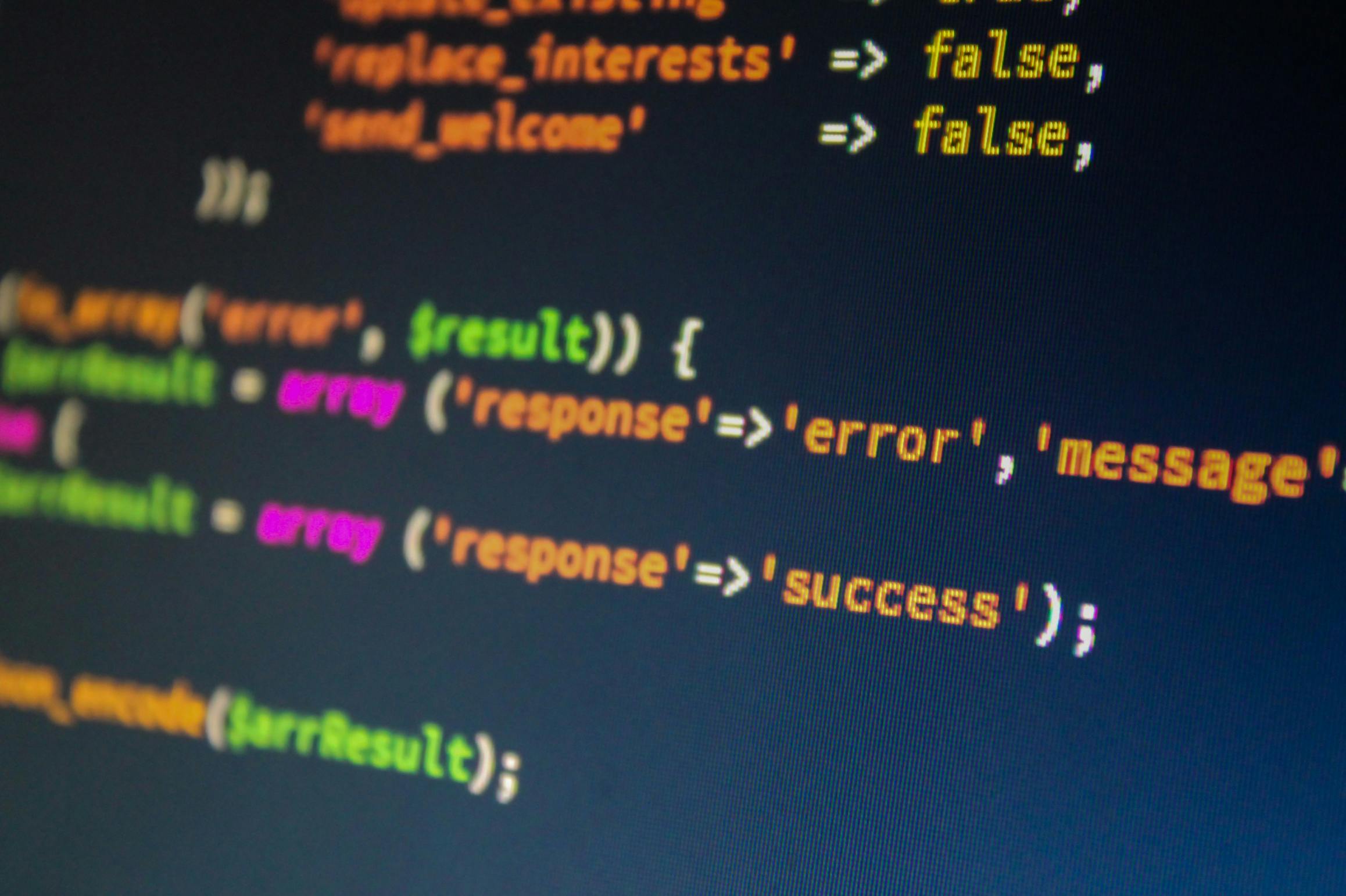 Close-up of code on a computer screen.