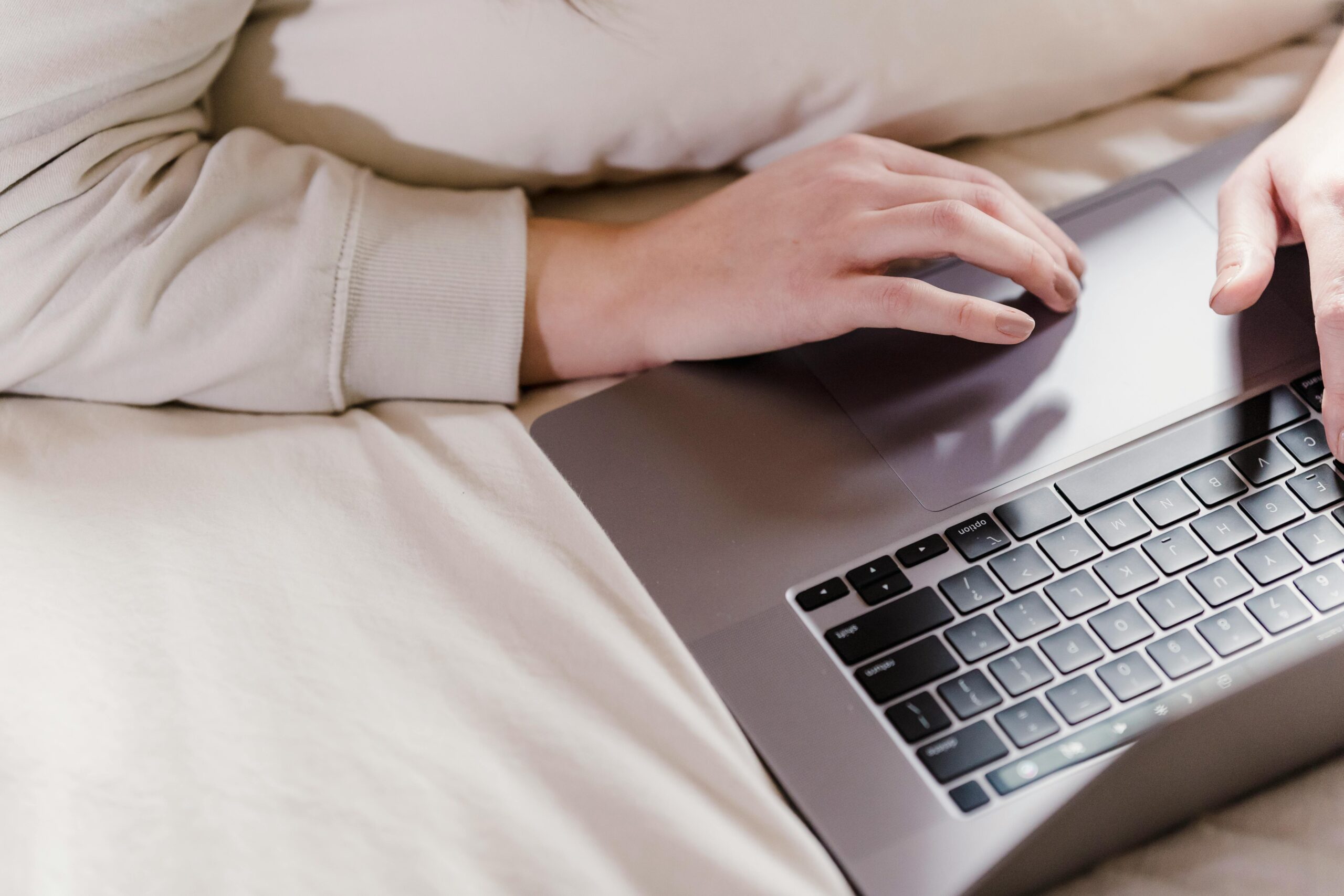 Candidate applying for remote recruiting positions from home.