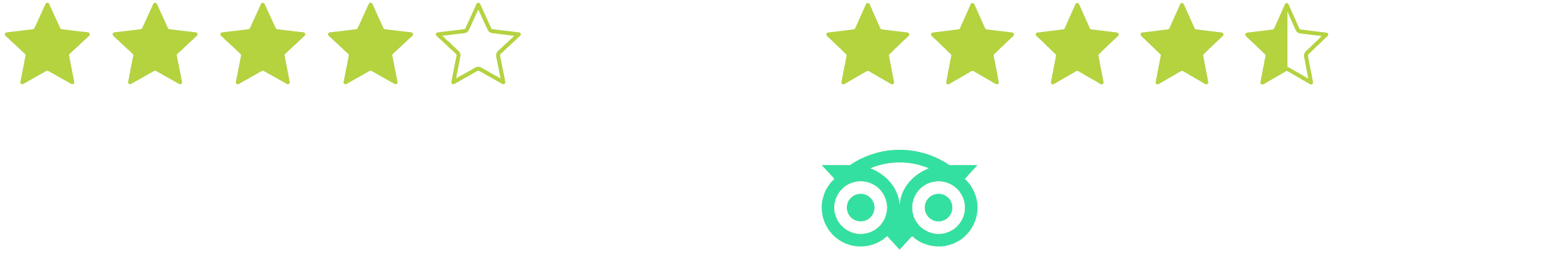 TripAdvisor rating with four and a half green stars