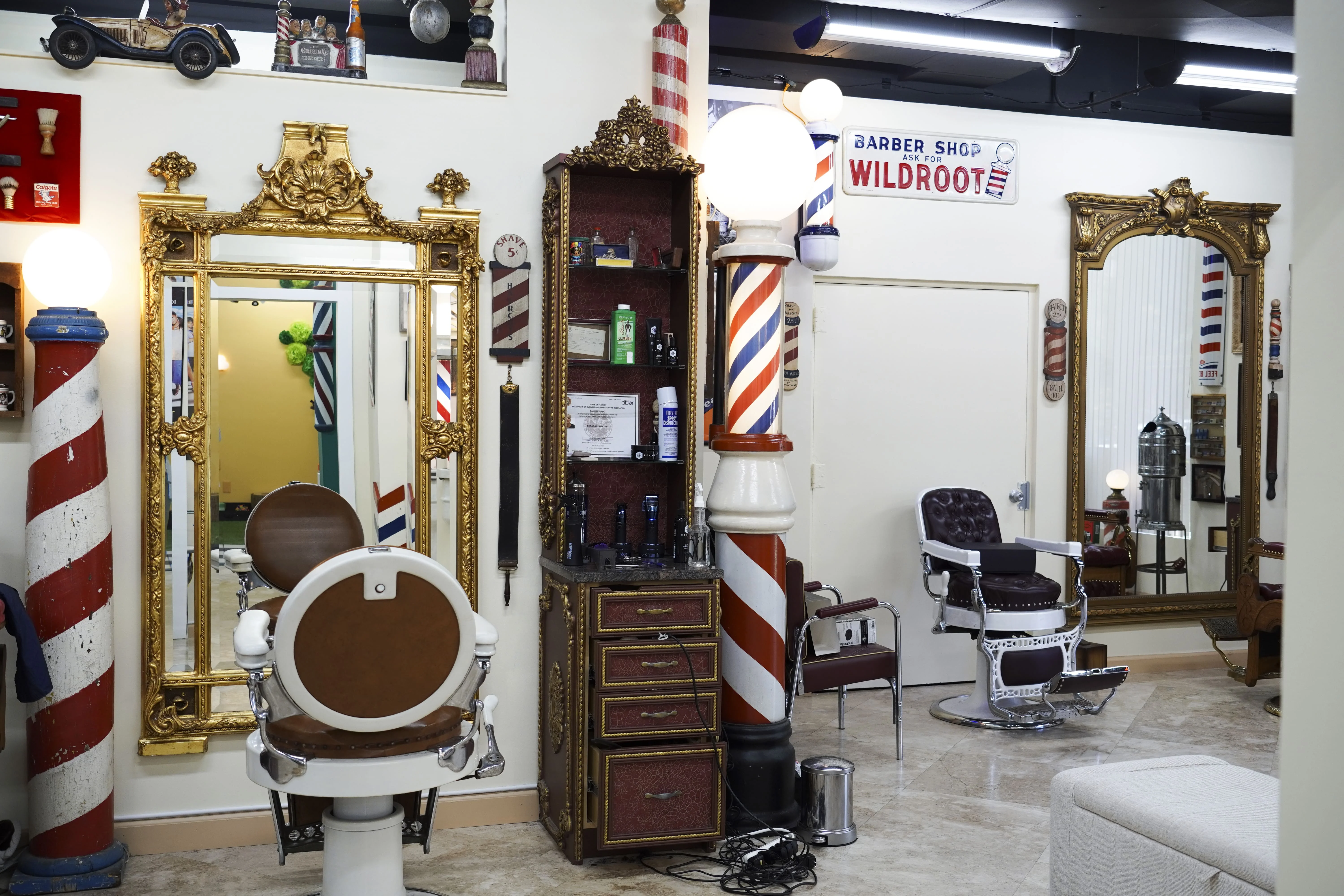 Mens' haircut section of the Sunny Isles Beach barber shop