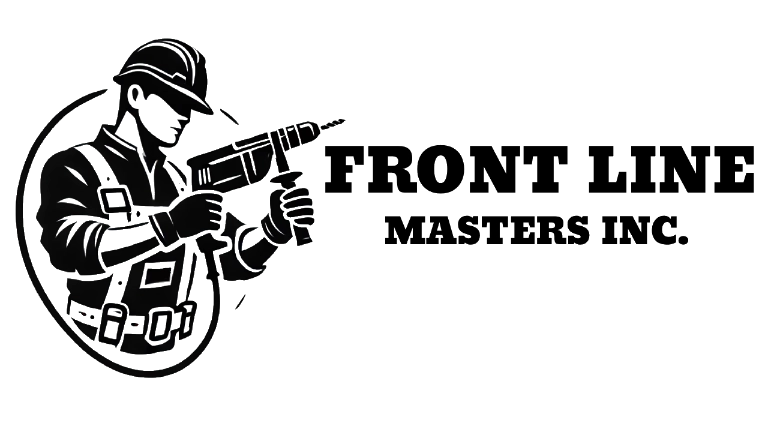 Black logo of FRONT LINE MASTERS