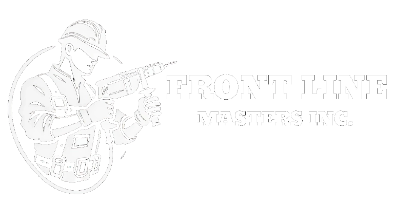 White logo of FRONT LINE MASTERS