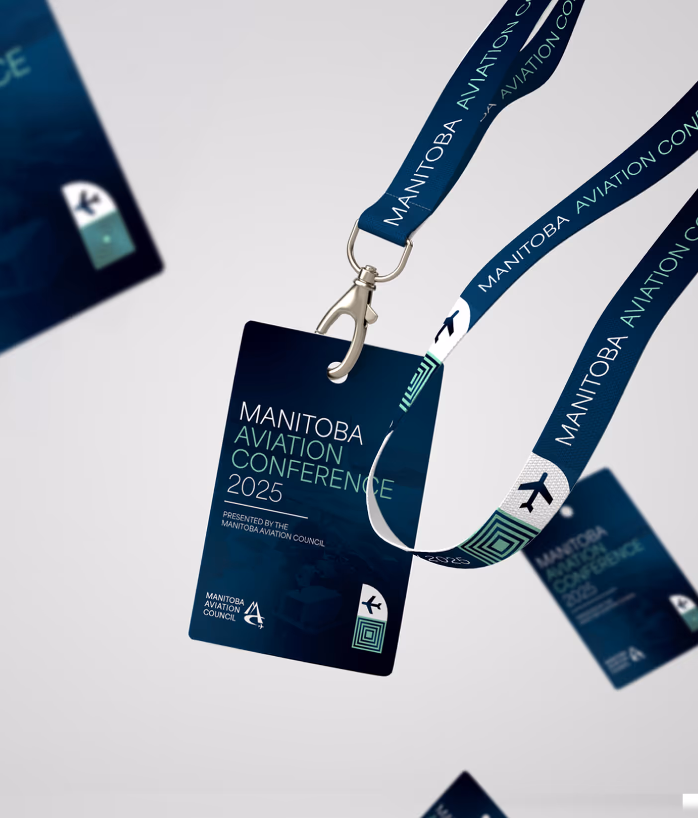 A lanyard designed for an aviation conference